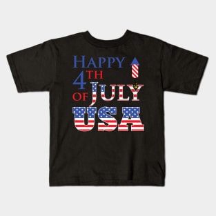 Happy 4th of july USA firecrackers Kids T-Shirt